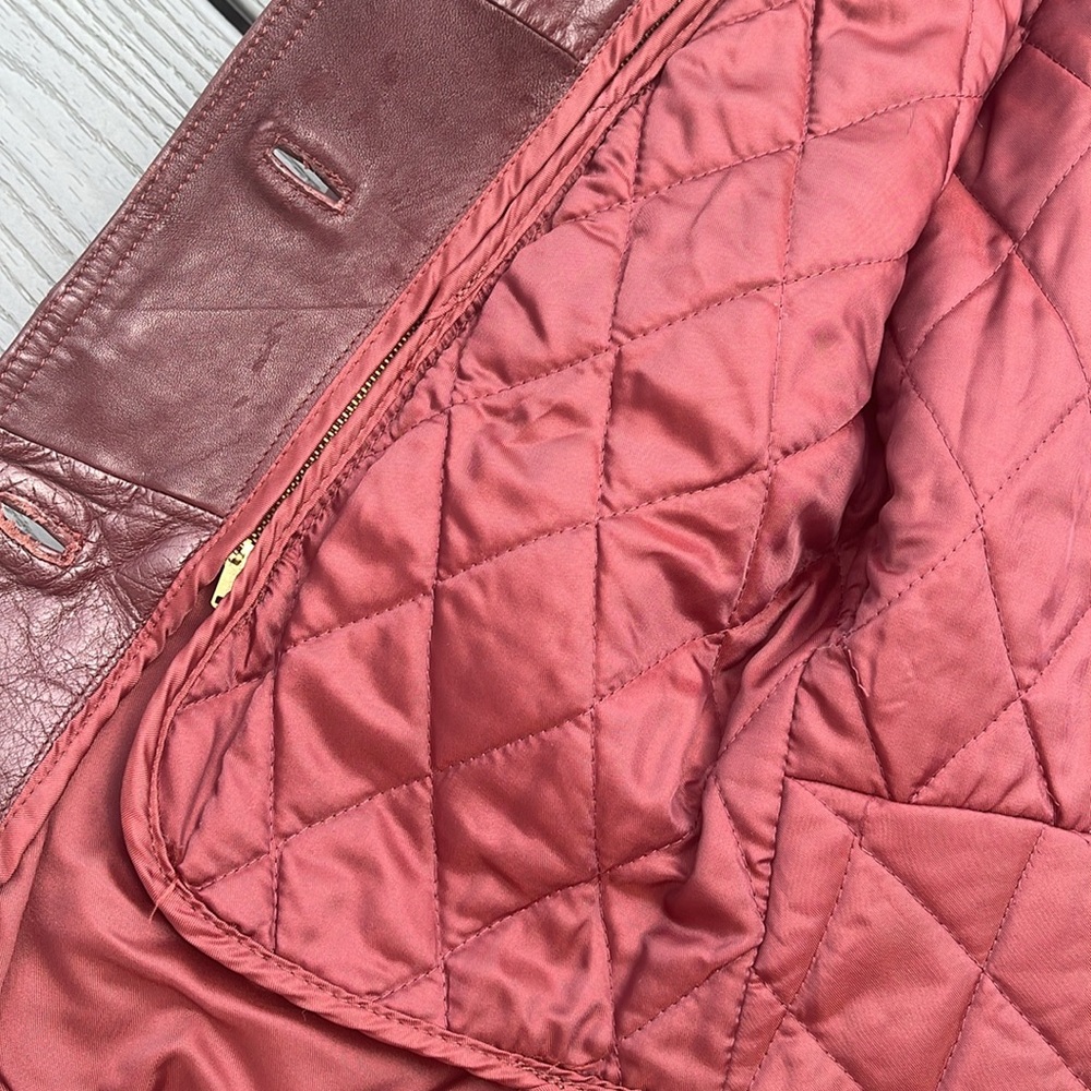 ❄️ VINTAGE Deep Red Leather Jacket - Picture 7 of 9